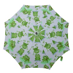 Cute Green Frogs Seamless Pattern Hook Handle Umbrellas (medium) by Ravend