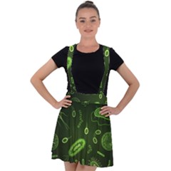 Bacteria Virus Seamless Pattern Inversion Velvet Suspender Skater Skirt by Ravend