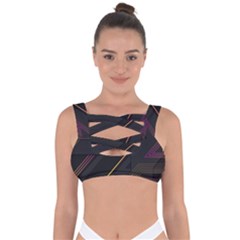 Gradient Geometric Shapes Dark Background Bandaged Up Bikini Top by Apen