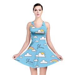 Seamless Pattern Vector Owl Cartoon With Bugs Reversible Skater Dress by Apen