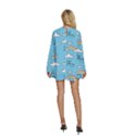 Seamless Pattern Vector Owl Cartoon With Bugs Round Neck Long Sleeve Bohemian Style Chiffon Mini Dress View4