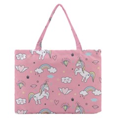 Cute Unicorn Seamless Pattern Zipper Medium Tote Bag by Apen