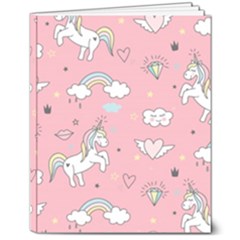 Cute Unicorn Seamless Pattern 8  X 10  Hardcover Notebook by Apen