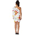 Seamless Pattern Vector Owl Cartoon With Bugs Long Sleeve One Shoulder Mini Dress View4