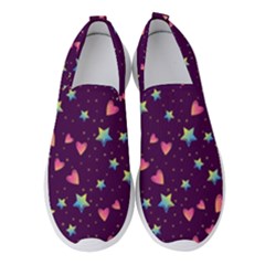 Colorful Stars Hearts Seamless Vector Pattern Women s Slip On Sneakers by Apen