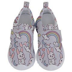 Seamless Pattern With Cute Rabbit Character Kids  Velcro No Lace Shoes by Apen