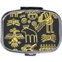 Golden Indian Traditional Signs Symbols Mini Square Pill Box View1