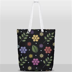 Embroidery Seamless Pattern With Flowers Full Print Rope Handle Tote (small) by Apen
