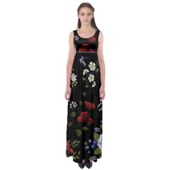 Floral Folk Fashion Ornamental Embroidery Pattern Empire Waist Maxi Dress by Apen