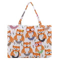 Cute Colorful Owl Cartoon Seamless Pattern Zipper Medium Tote Bag by Apen