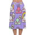 Cloud Seamless Pattern Velvet Flared Midi Skirt View2