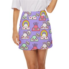 Cloud Seamless Pattern Mini Front Wrap Skirt by Apen