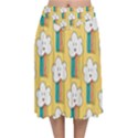 Smile Cloud Rainbow Pattern Yellow Velvet Flared Midi Skirt View1