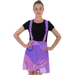 Hand Drawn Abstract Organic Shapes Background Velvet Suspender Skater Skirt by Apen