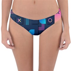 Gradient Geometric Shapes Dark Background Reversible Hipster Bikini Bottoms by Ravend