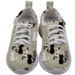 Cute Cat Seamless Pattern Kids Athletic Shoes by Ravend
