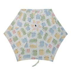Cute Cat Colorful Cartoon Doodle Seamless Pattern Mini Folding Umbrellas by Ravend