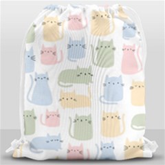 Cute Cat Colorful Cartoon Doodle Seamless Pattern Drawstring Bag (large) by Ravend