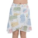 Cute Cat Colorful Cartoon Doodle Seamless Pattern Chiffon Wrap Front Skirt View1