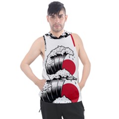 Japanese Sun & Wave Men s Sleeveless Hoodie by Cendanart