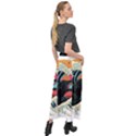 Retro Wave Kaiju Godzilla Japanese Pop Art Style Velour Split Maxi Skirt View2