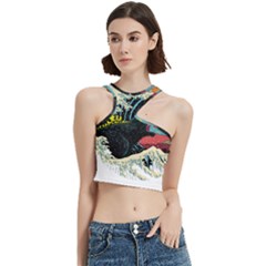 Retro Wave Kaiju Godzilla Japanese Pop Art Style Cut Out Top by Cendanart