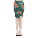 Green Tropical Leaves Midi Wrap Pencil Skirt View1