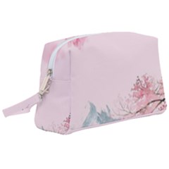 Pink Chinese Style Cherry Blossom Wristlet Pouch Bag (large) by Cendanart