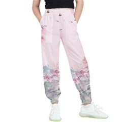 Pink Chinese Style Cherry Blossom Kids  Joggers by Cendanart