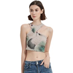 Japanese Crane Painting Of Bird Cut Out Top by Cendanart