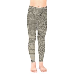 Vintage London Map Kids  Leggings by Cendanart