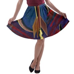 Rocket Painting A-line Skater Skirt by Cendanart