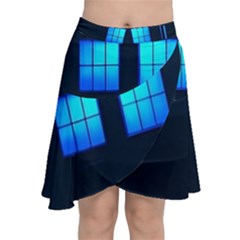 Blue Tardis Doctor Who Police Call Box Chiffon Wrap Front Skirt by Cendanart