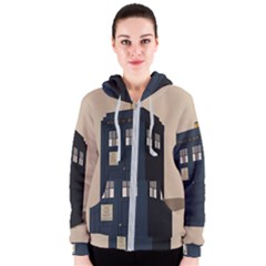 Tardis Doctor Who Minimal Minimalism Women s Zipper Hoodie by Cendanart