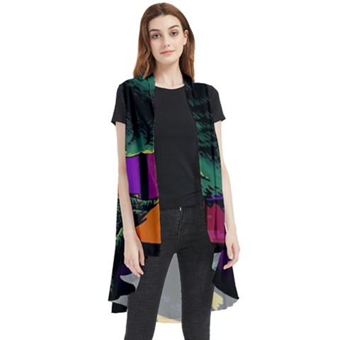 Godzilla Retrowave Sleeveless Chiffon Waistcoat Shirt by Cendanart