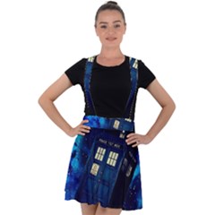 Tardis Doctor Who Space Galaxy Velvet Suspender Skater Skirt by Cendanart