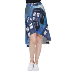 Tardis Doctor Who Space Blue Frill Hi Low Chiffon Skirt by Cendanart