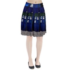 Stuck Tardis Beach Doctor Who Police Box Sci-fi Pleated Skirt by Cendanart