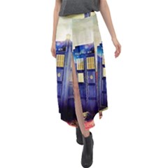 Tardis Wilderness Doctor Who Velour Split Maxi Skirt by Cendanart