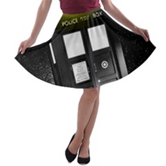 Doctor Who Space Tardis A-line Skater Skirt by Cendanart