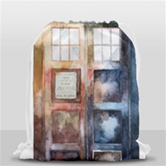 Tardis Doctor Who Drawstring Bag (small) by Cendanart