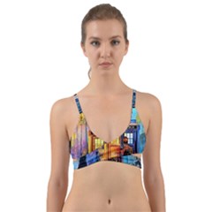 Tardis Doctor Who Paint Painting Wrap Around Bikini Top by Cendanart