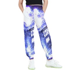 Tardis Doctor Who Blue Travel Machine Kids  Joggers by Cendanart