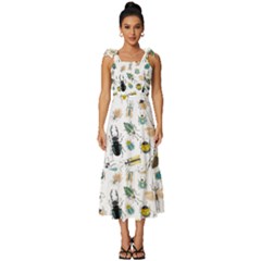 Insect Animal Pattern Tie-strap Tiered Midi Chiffon Dress by Ket1n9