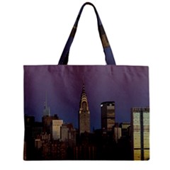 Skyline City Manhattan New York Zipper Mini Tote Bag by Ket1n9