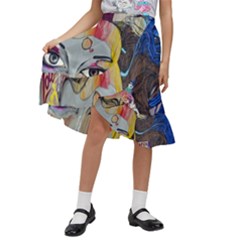 Graffiti Mural Street Art Painting Kids  Ruffle Flared Wrap Midi Skirt by Ket1n9
