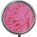 Pink Circuit Pattern Mini Round Pill Box View1