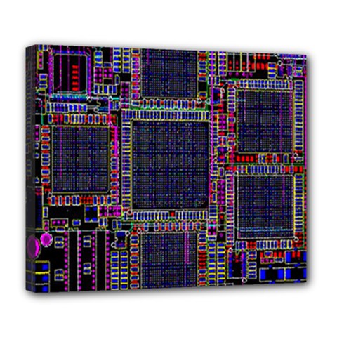 Cad Technology Circuit Board Layout Pattern Deluxe Canvas 24  X 20  (stretched) by Ket1n9