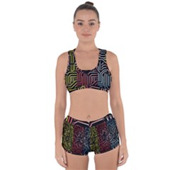 Circuit Board Seamless Patterns Set Racerback Boyleg Bikini Set by Ket1n9