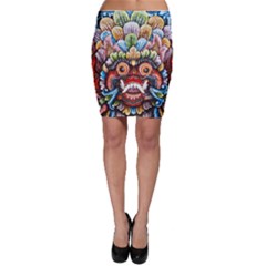 Wood Sculpture Bali Logo Bodycon Skirt by Ket1n9
